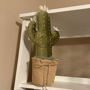 Green Cactus Plush Decor with Burlap Pot